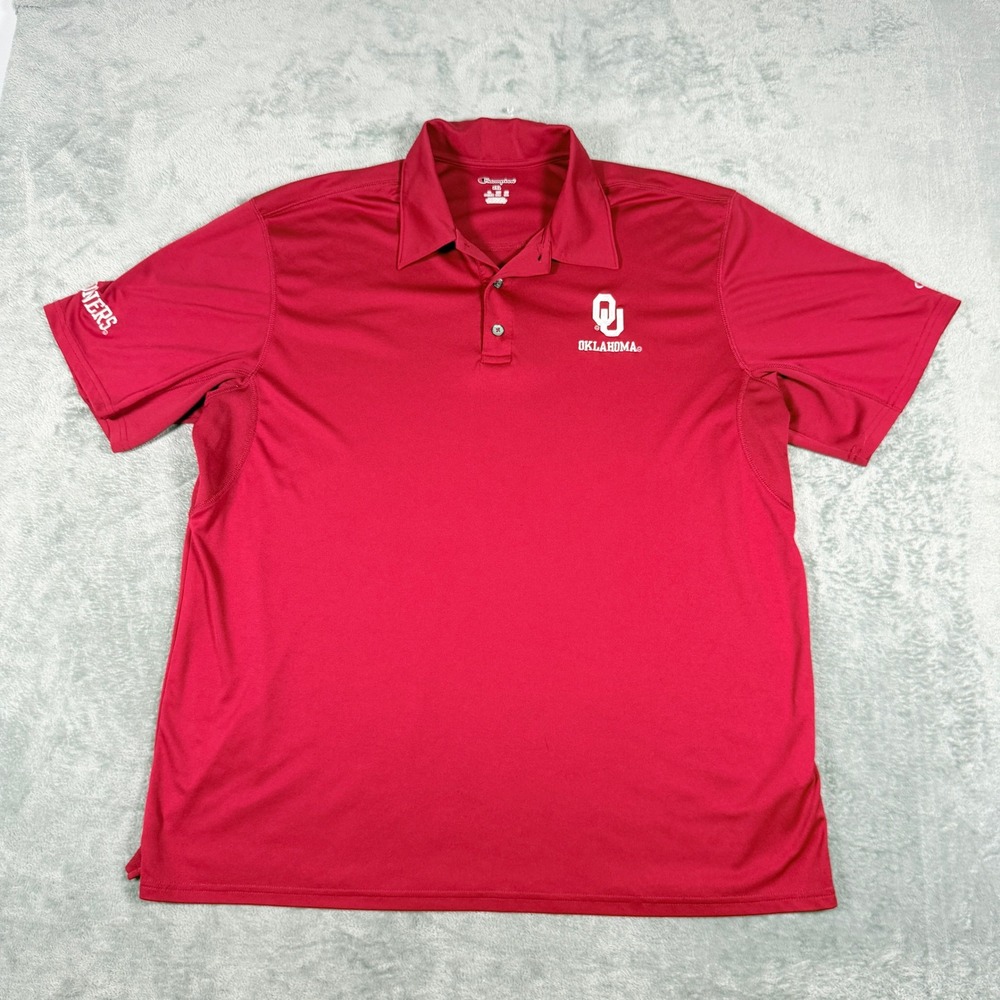 Champion Mens 2XL Oklahoma Sooners Polo Shirt Crimson Red Performance Athletic